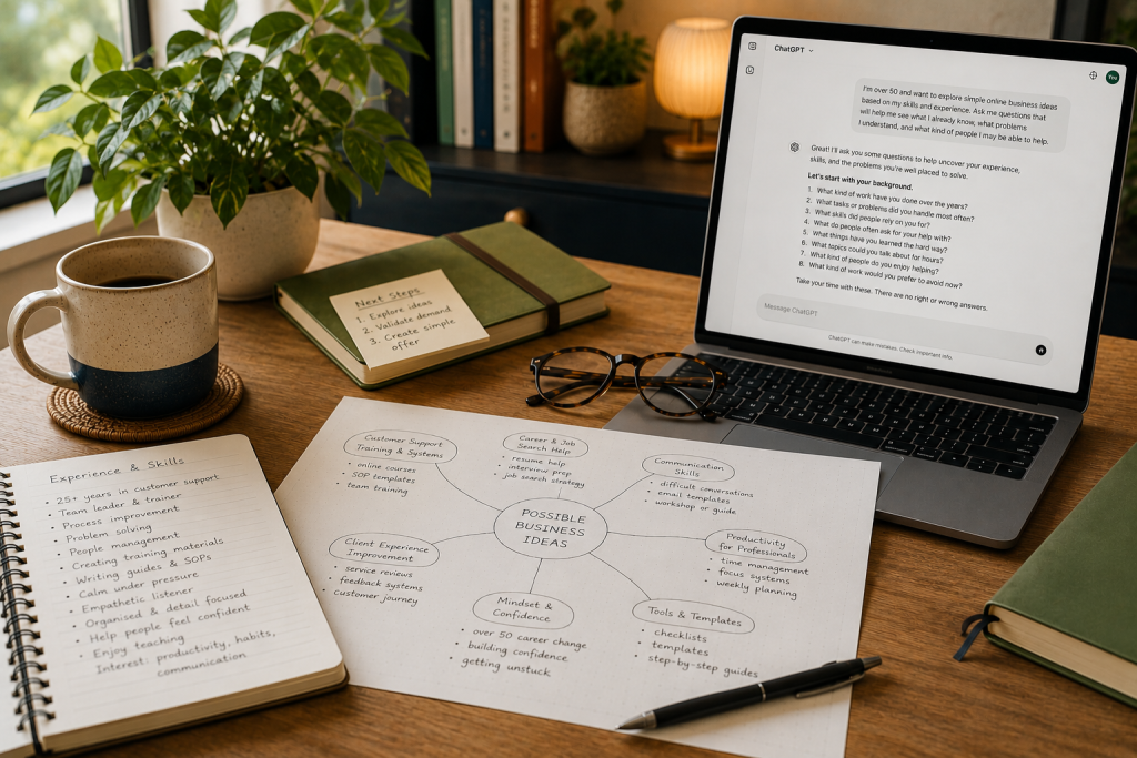 How To Use AI To Find Online Business Ideas From Your Skills And Experience After 50